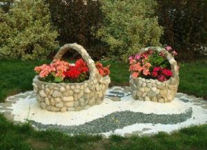 клумба из речной гальки